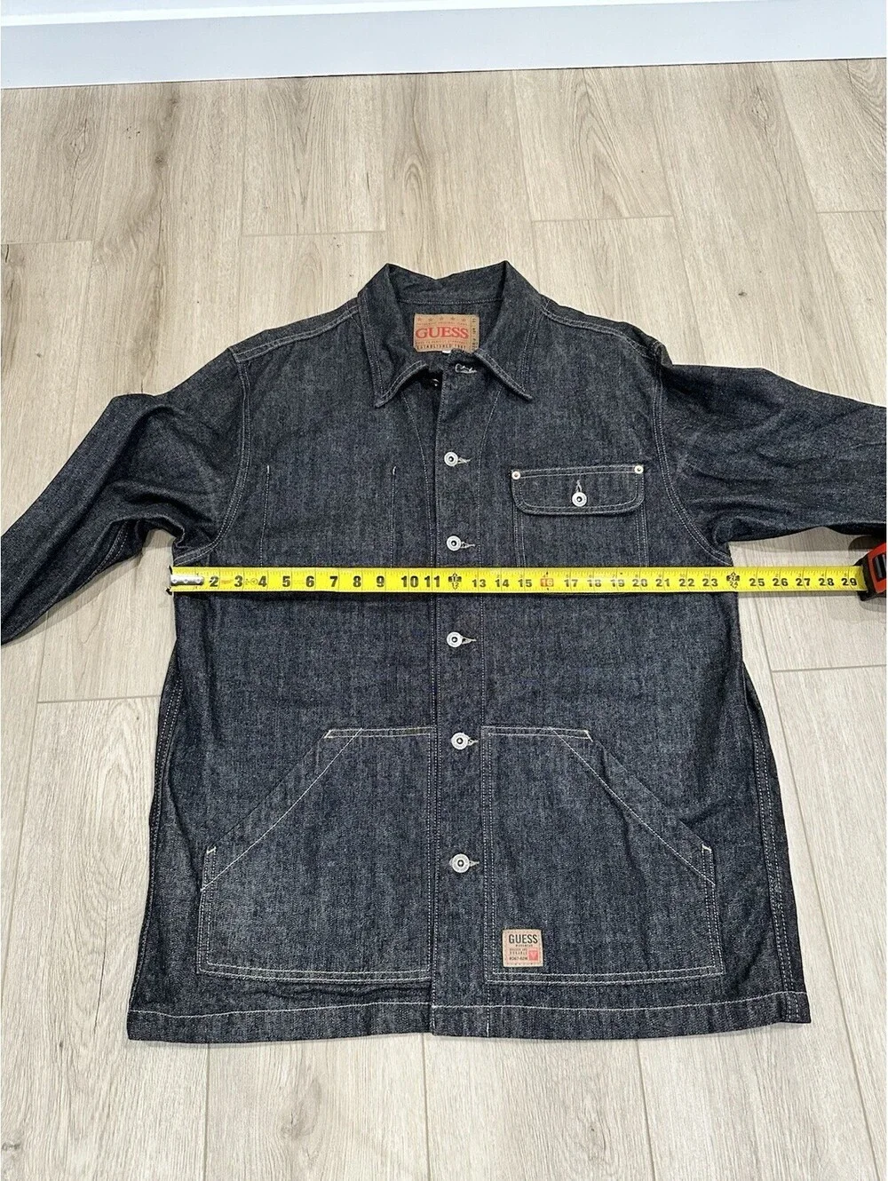 Vintage Guess Jeans Mens Sz L Denim Chore Barn Coat Jacket Workwear USA